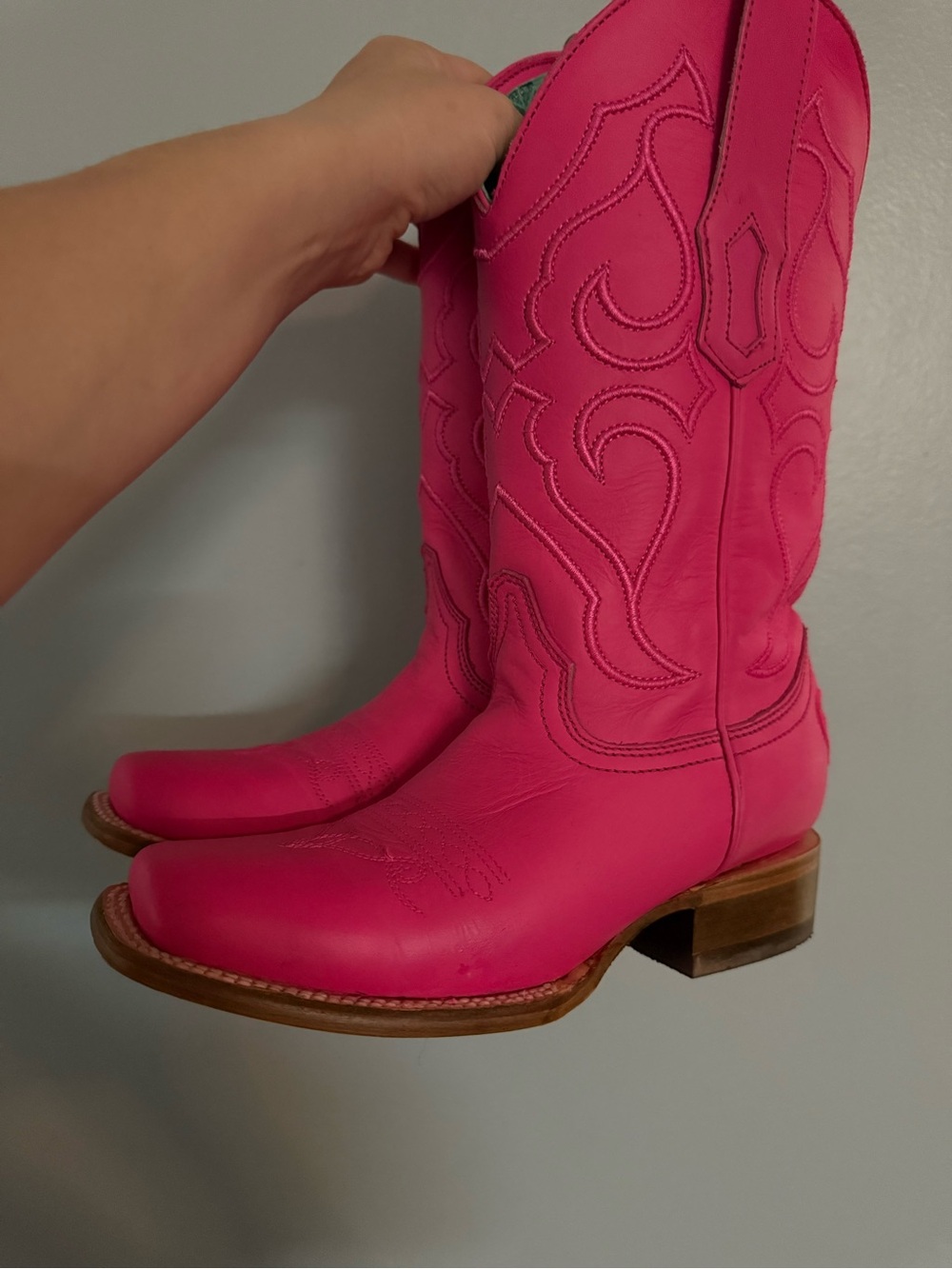 Corral Hot Pink Leather Western Heeled Boots